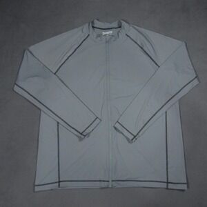 Duluth Trading Rashguard Mens 2XL Gray Full Zip LS Swim Shirt Suit Up Slim Fit